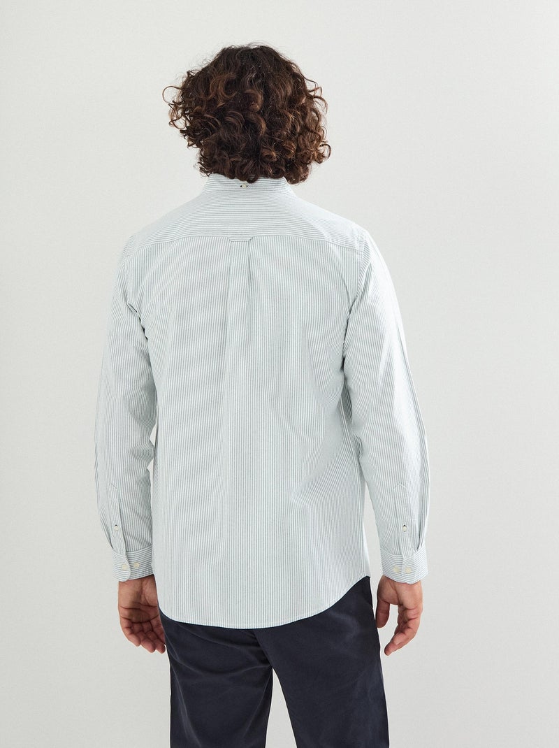 Camicia Oxford a righe a maniche lunghe, MO Fashion Verde - Kiabi