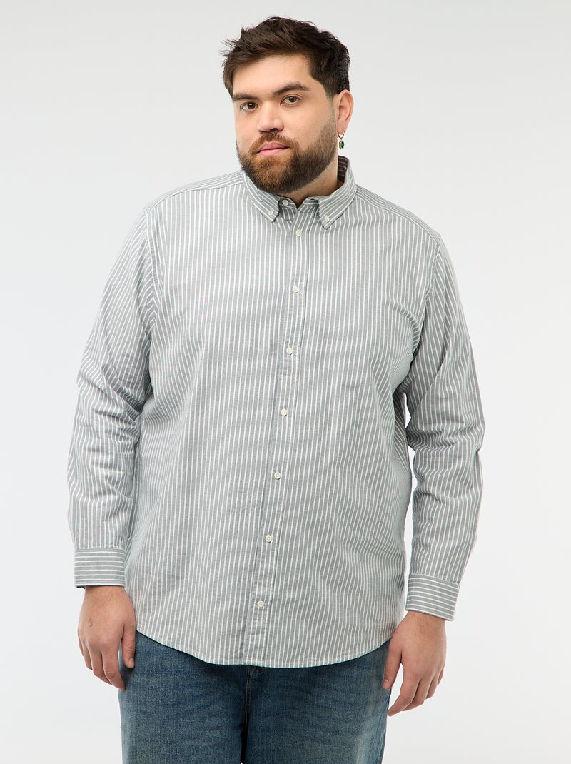 Camicia oxford a righe Verde - Kiabi