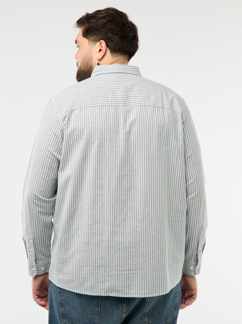 Camicia oxford a righe Verde - Kiabi