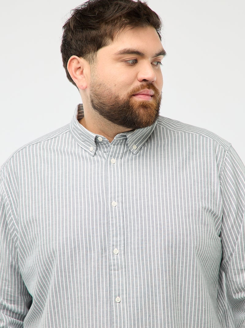 Camicia oxford a righe Verde - Kiabi