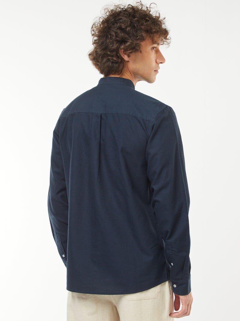 Camicia Oxford collo alla coreana Blu - Kiabi