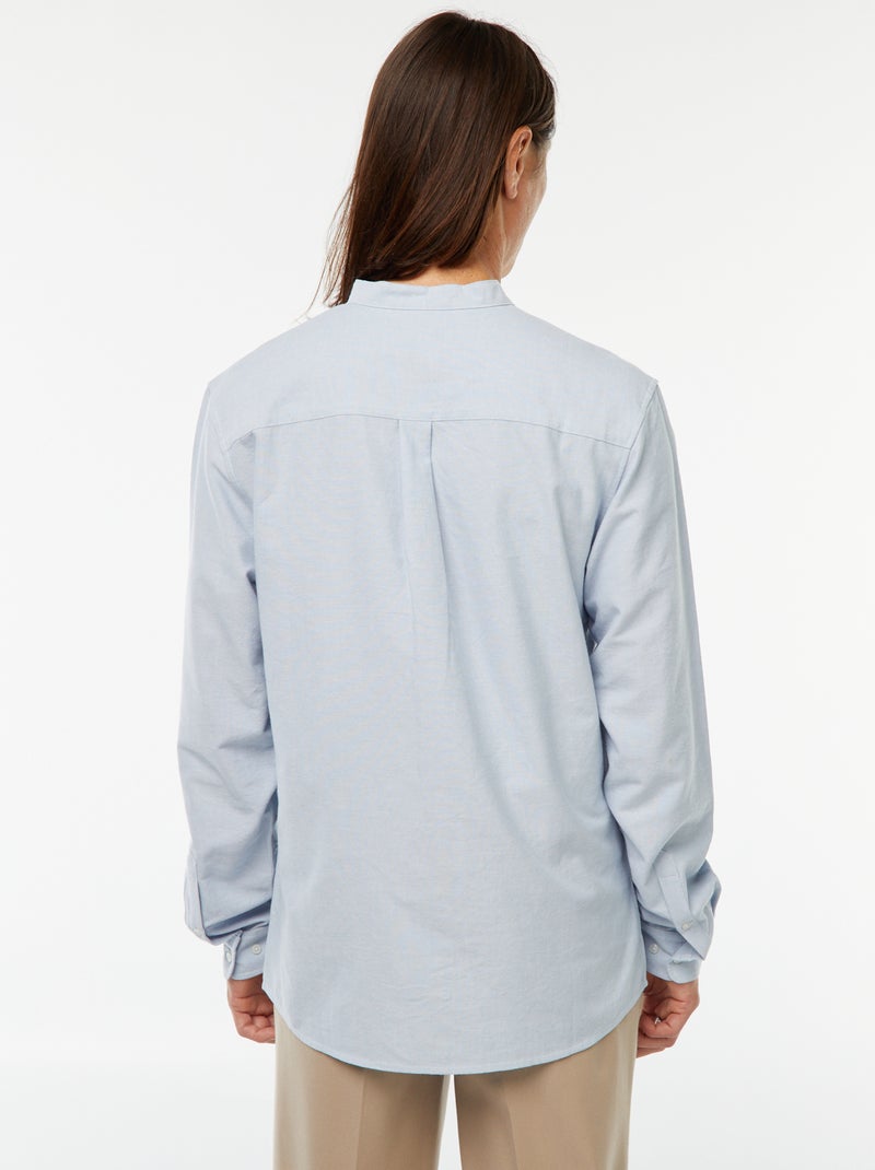 Camicia Oxford collo alla coreana Blu - Kiabi