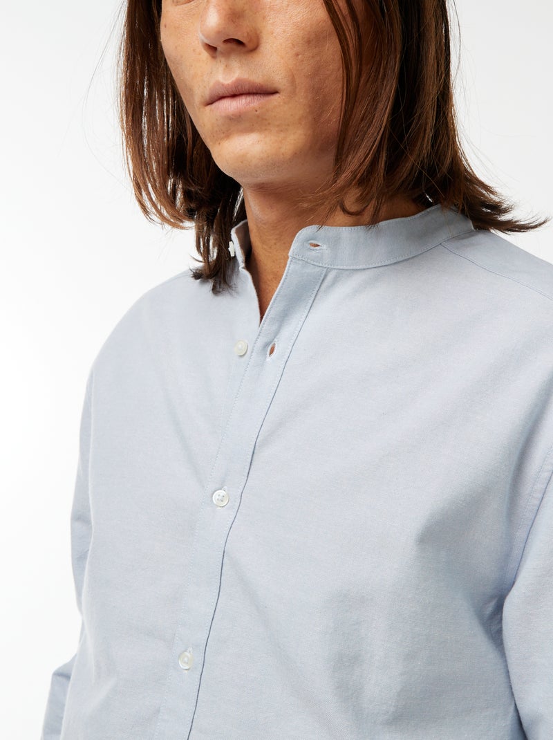 Camicia Oxford collo alla coreana Blu - Kiabi