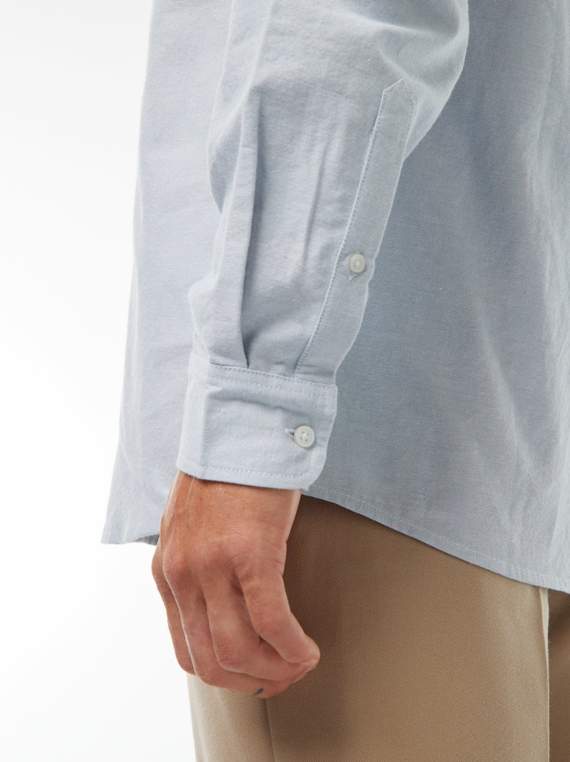 Camicia Oxford collo alla coreana Blu - Kiabi