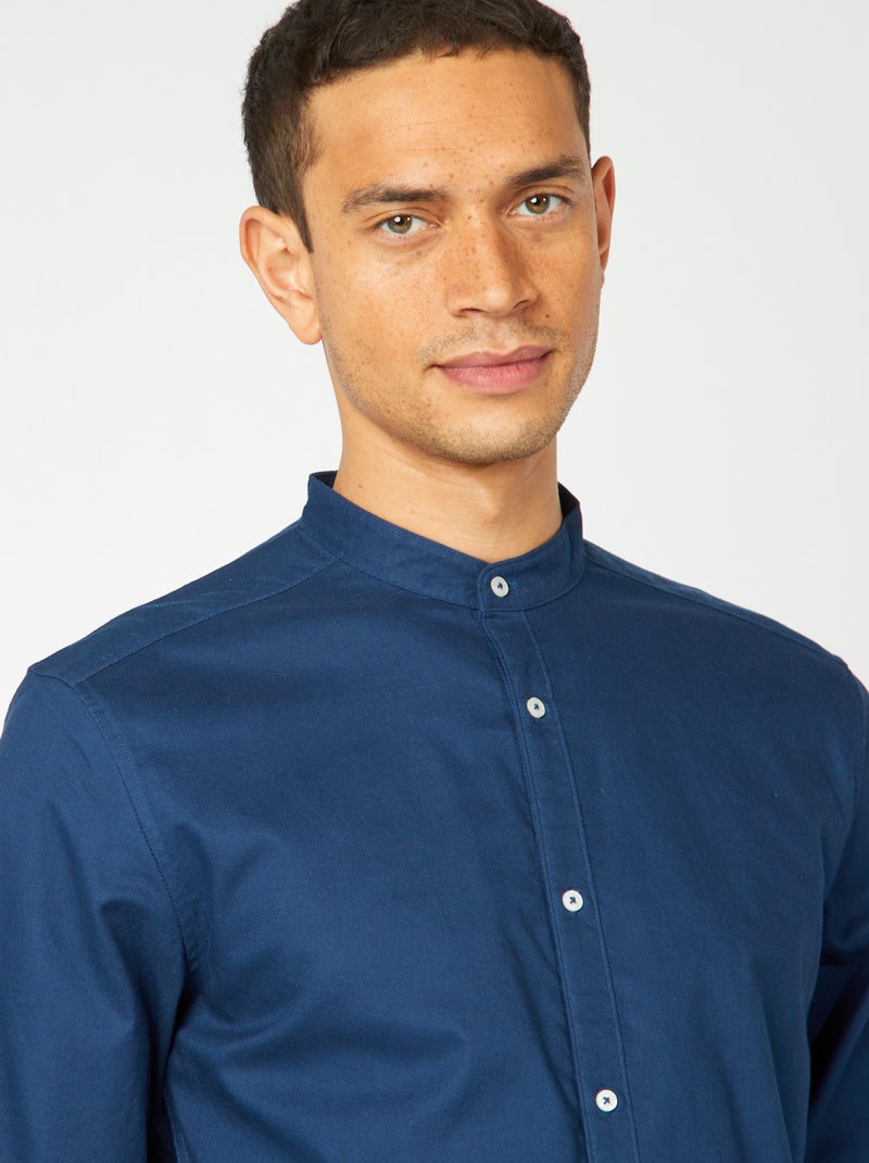 Camicia Oxford collo alla coreana BLU - Kiabi