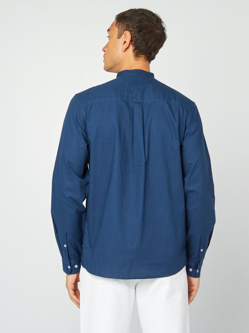 Camicia Oxford collo alla coreana BLU - Kiabi