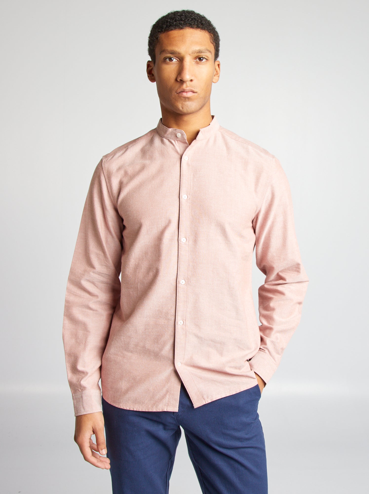 Camicia Uomo Vintage Colletto Alla Coreana Maniche Lunghe In Lino | Casual Tinta Unita | Moda Retrò Per Festa E Tempo Libero
