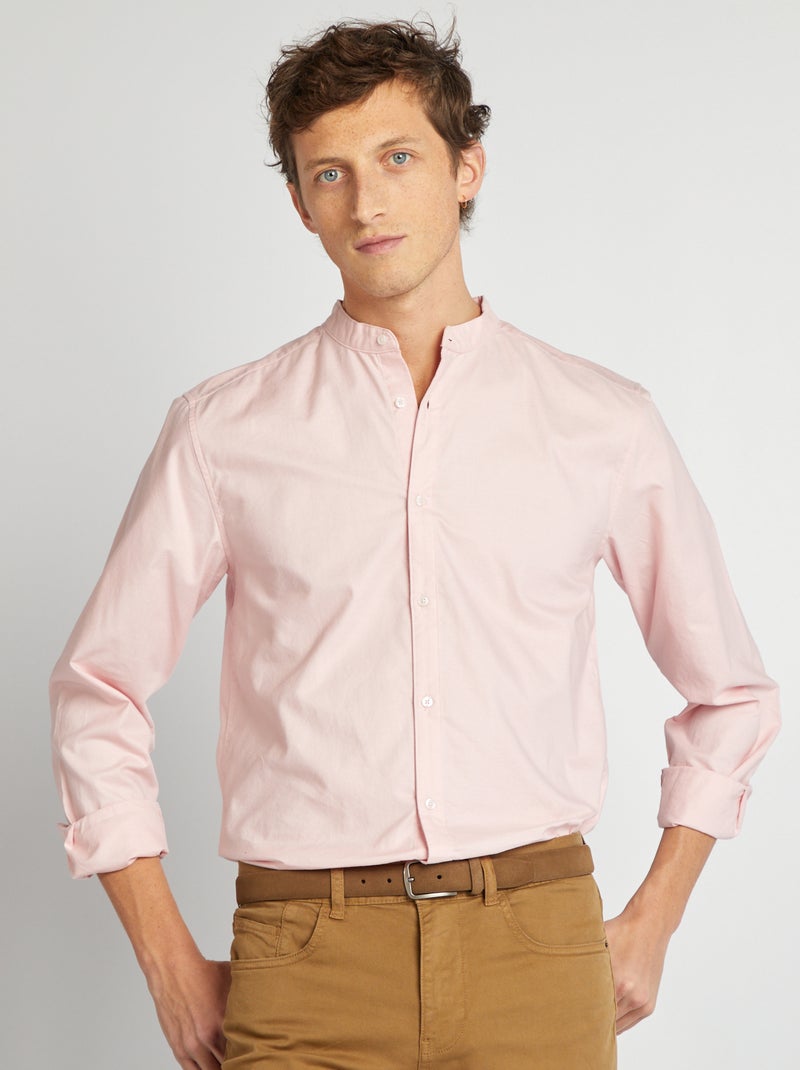 Camicia Oxford collo alla coreana ROSA - Kiabi