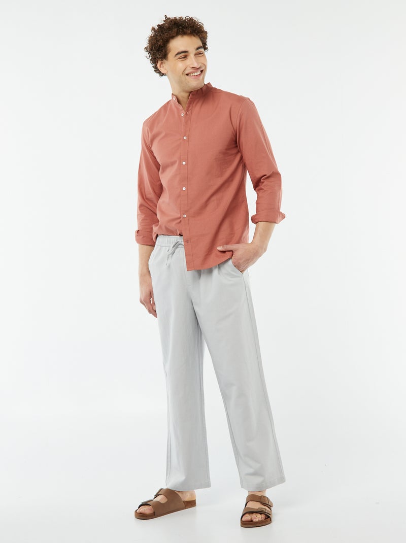 Camicia Oxford collo alla coreana ROSA - Kiabi