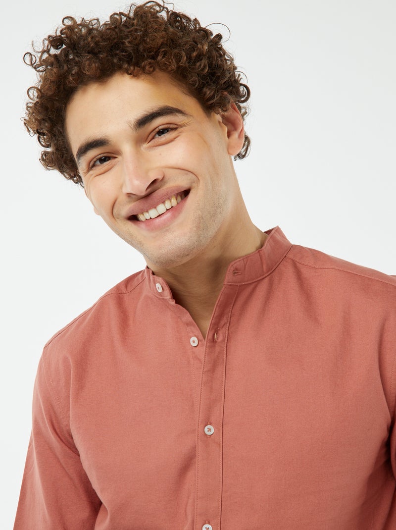 Camicia Oxford collo alla coreana ROSA - Kiabi