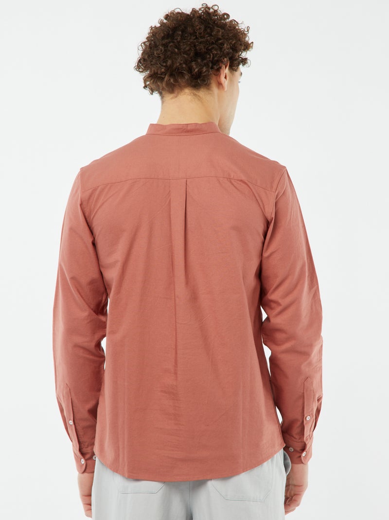 Camicia Oxford collo alla coreana ROSA - Kiabi