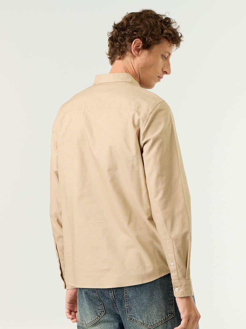 Camicia oxford con abbottonatura Beige - Kiabi