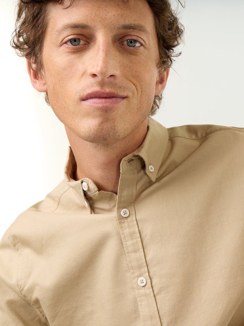 Camicia oxford con abbottonatura Beige - Kiabi