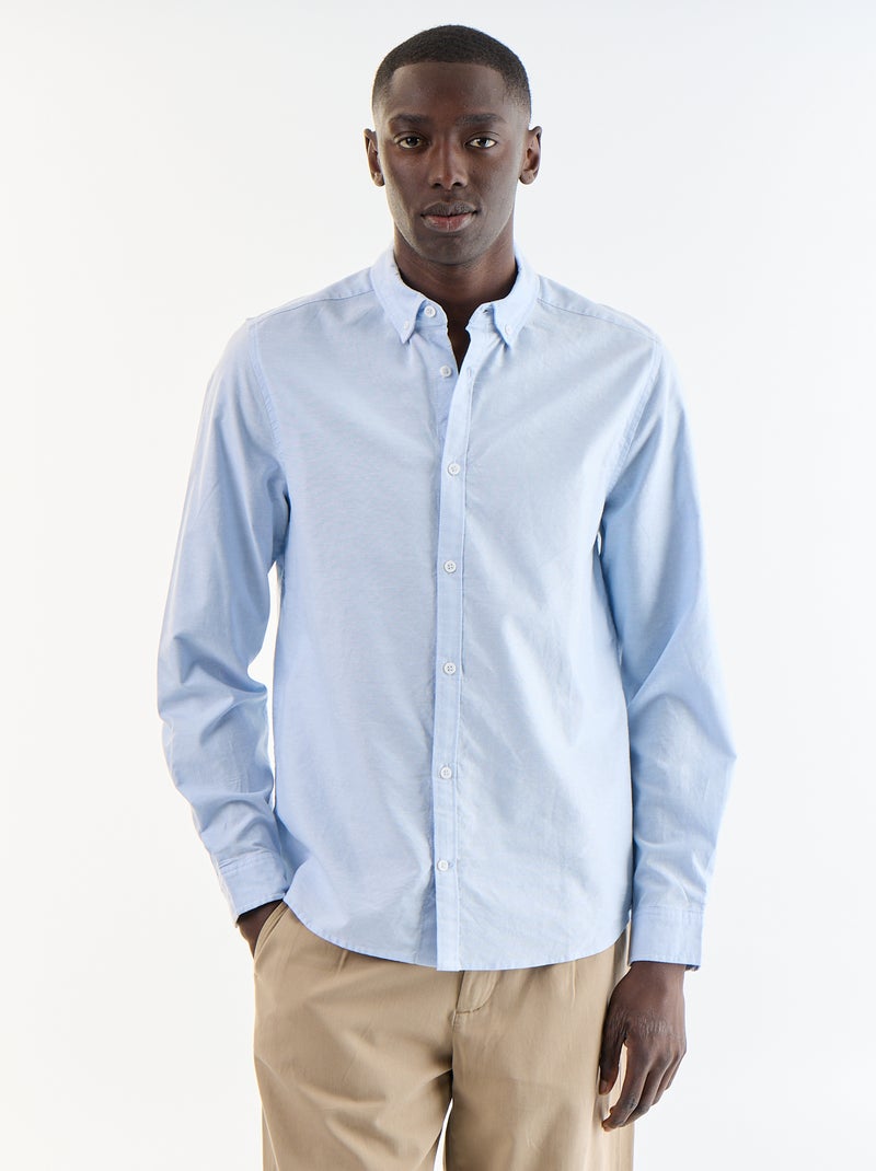 Camicia oxford con abbottonatura Blu - Kiabi