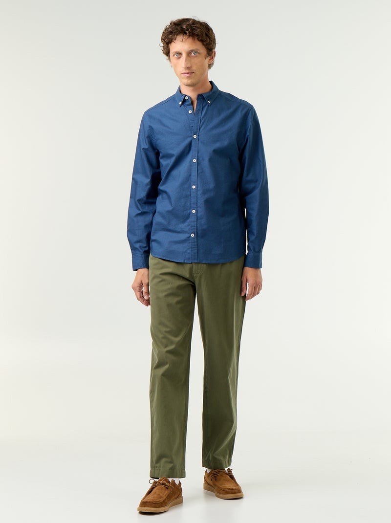 Camicia oxford con abbottonatura Blu - Kiabi