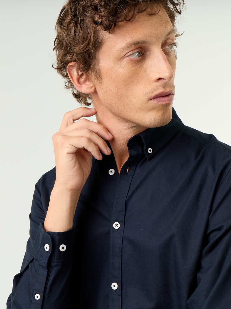 Camicia oxford con abbottonatura Blu - Kiabi