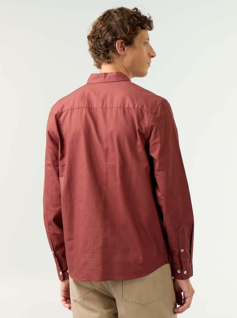 Camicia oxford con abbottonatura Marrone - Kiabi