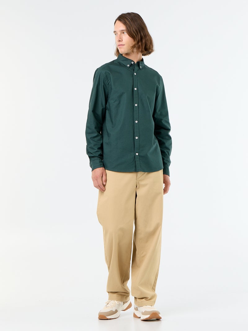 Camicia oxford con abbottonatura Verde - Kiabi