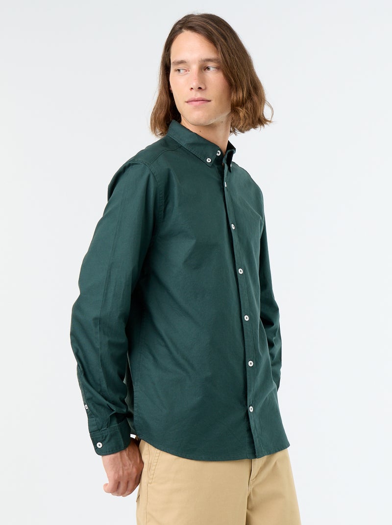 Camicia oxford con abbottonatura Verde - Kiabi