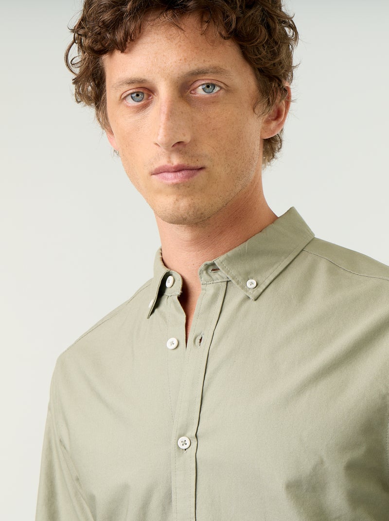 Camicia oxford con abbottonatura Verde - Kiabi