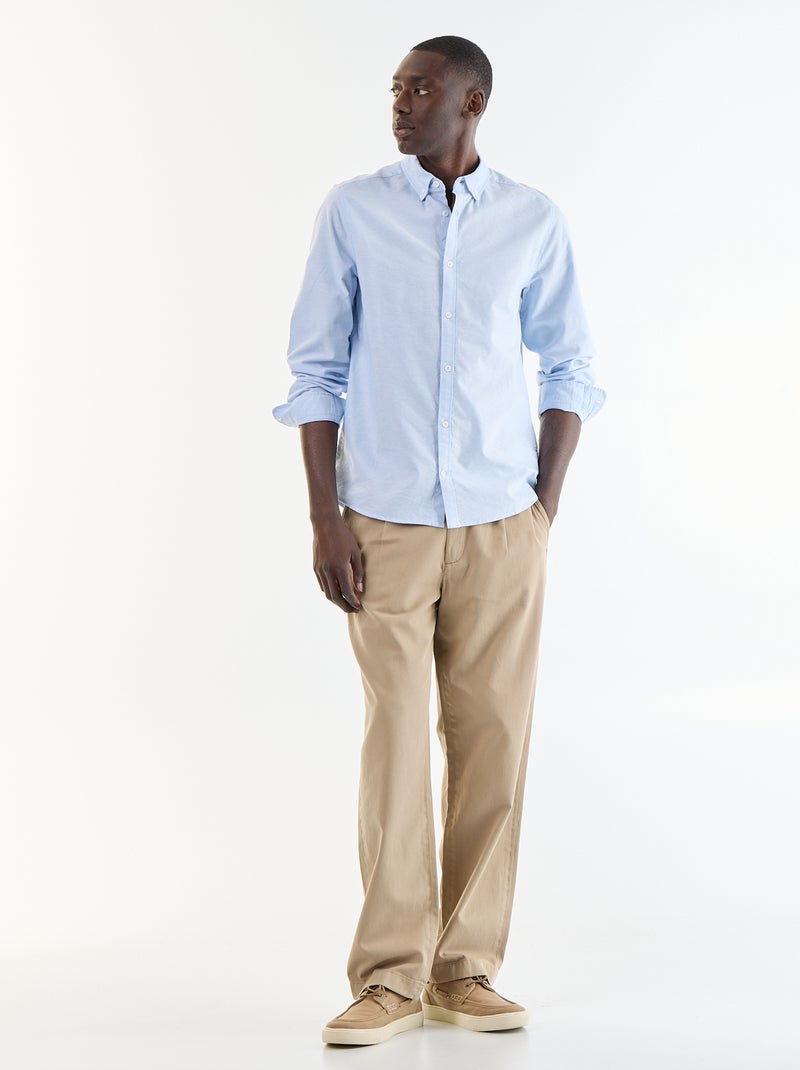 Camicia oxford con apertura abbottonata Blu - Kiabi