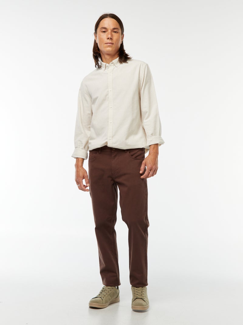 Camicia Oxford con motivo a righe Beige - Kiabi