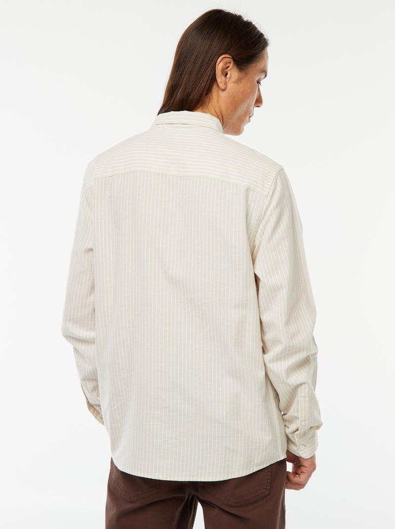 Camicia Oxford con motivo a righe Beige - Kiabi