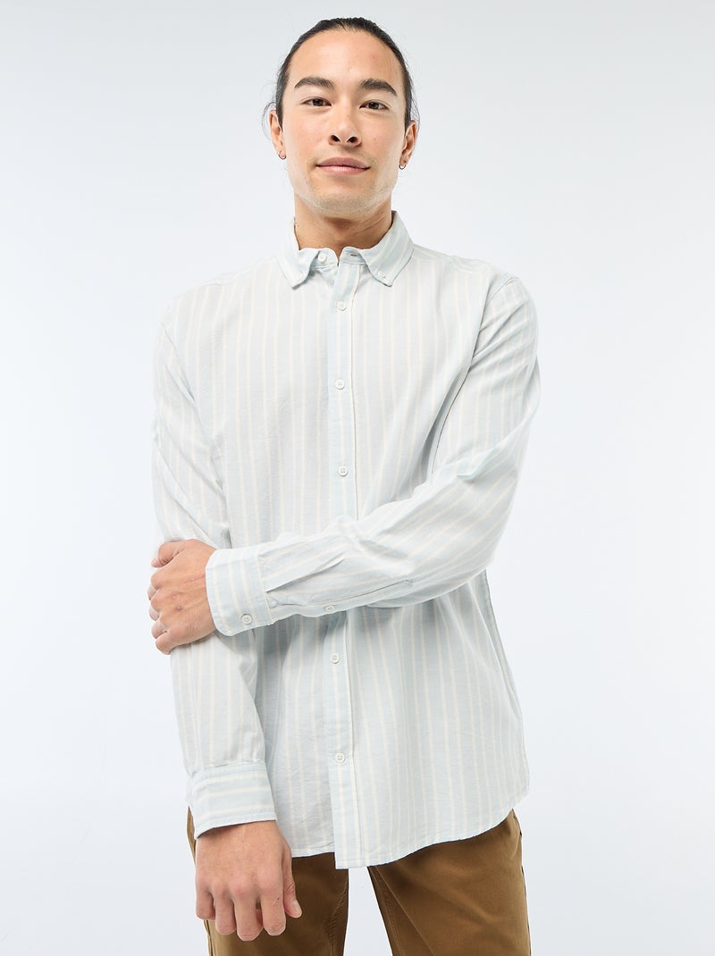 Camicia Oxford con motivo a righe Blu - Kiabi