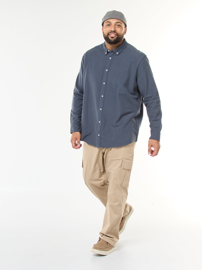 Camicia oxford dritta tinta unita Blu - Kiabi