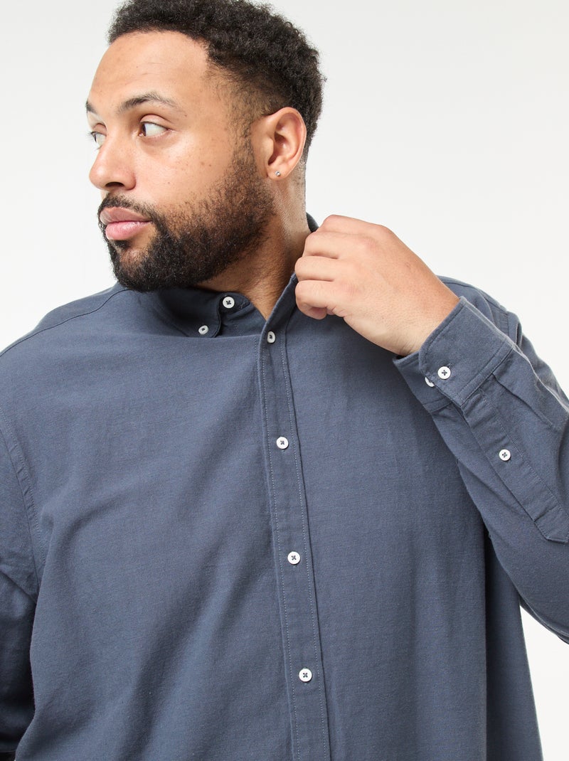 Camicia oxford dritta tinta unita Blu - Kiabi