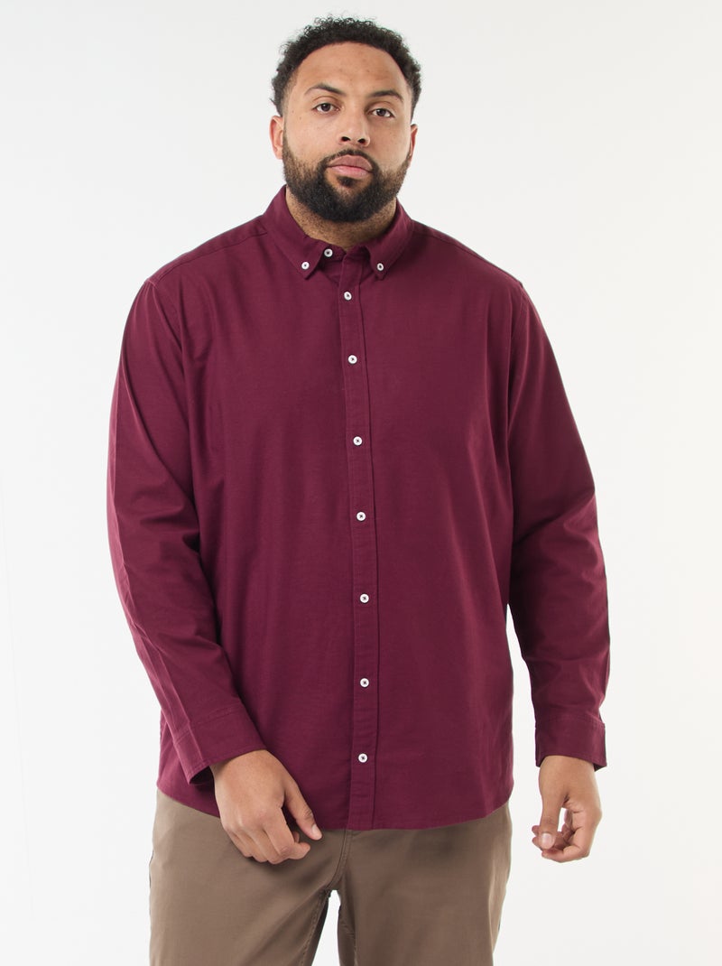 JACK & JONES Plus – Camicia Oxford Uomo Tinta Unita, Manica Lunga, Colletto Kent, Taglie Forti, 100% Cotone