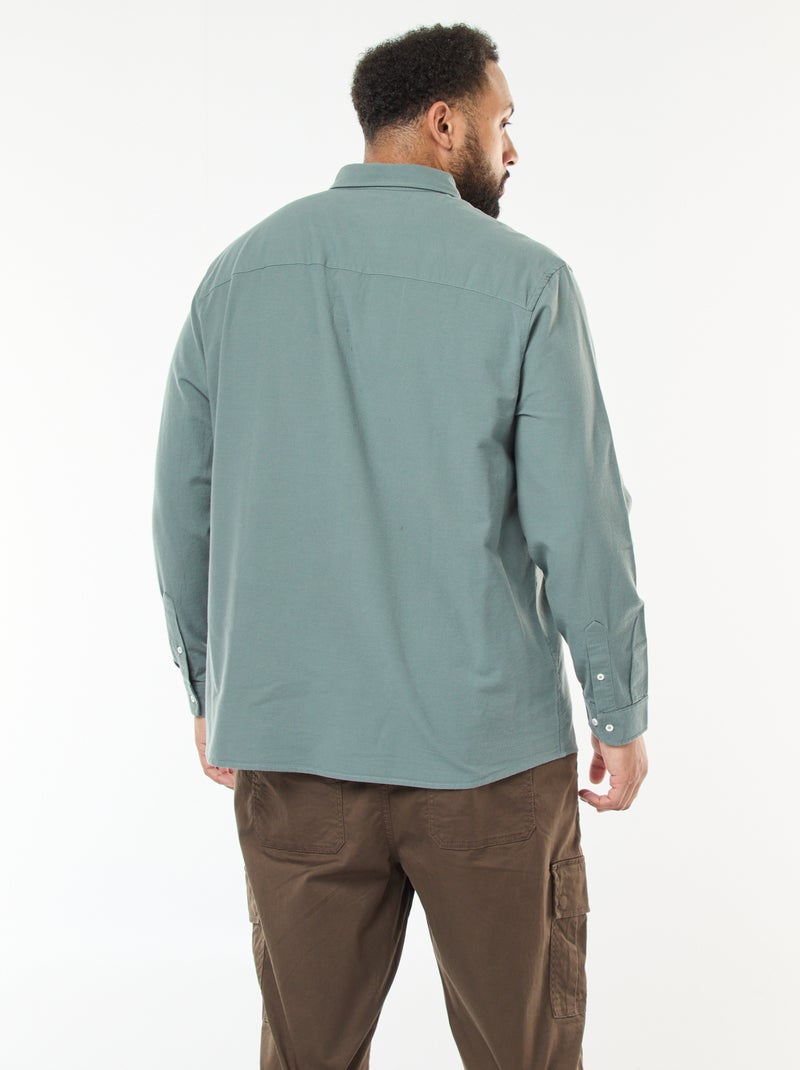Camicia oxford dritta tinta unita Verde - Kiabi