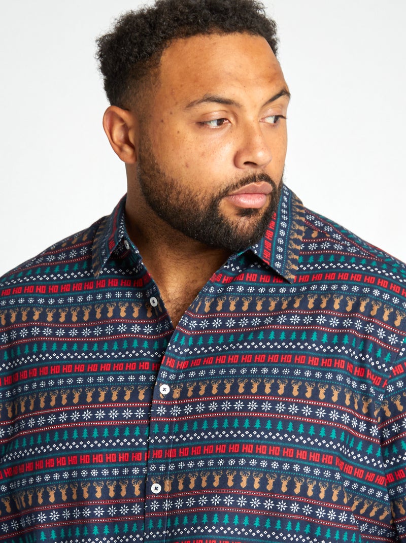 Camicia oxford stampata 'Natale' BLU - Kiabi