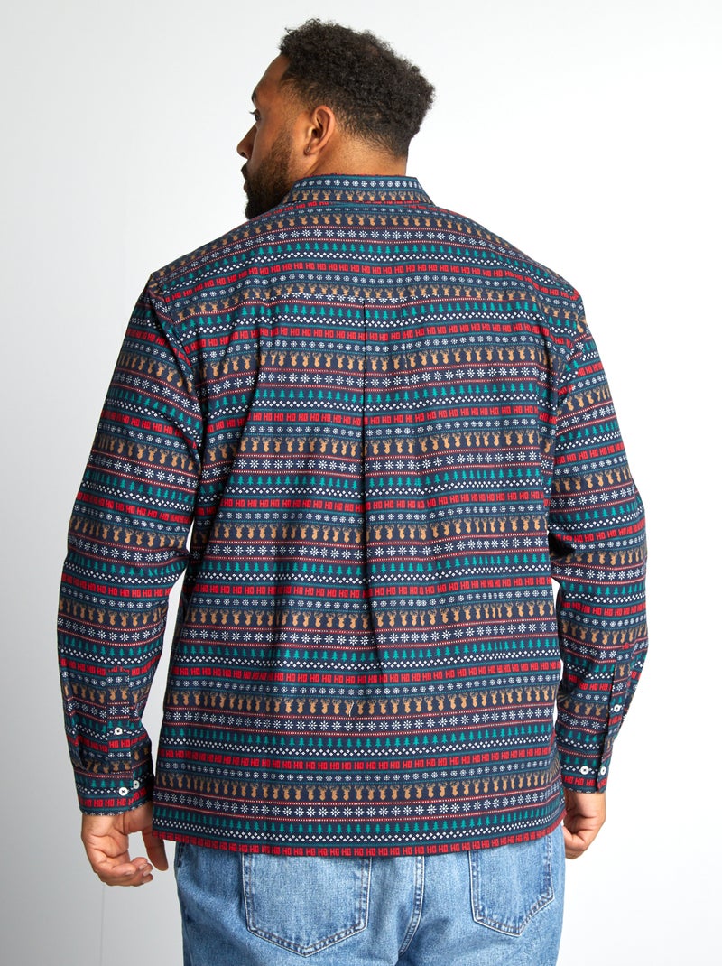 Camicia oxford stampata 'Natale' BLU - Kiabi