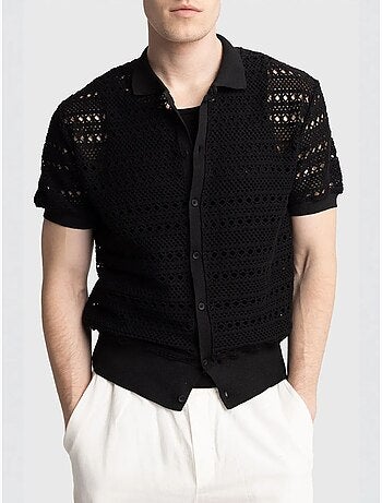 Camicia polo in maglia testurizzata con chiusura a bottoni giesto