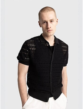 Camicia polo in maglia testurizzata con chiusura a bottoni giesto