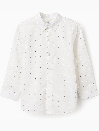 Camicia popeline a manica lunga con motivo