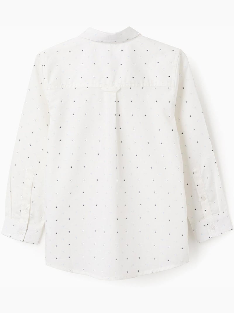 Camicia popeline a manica lunga con motivo Bianco - Kiabi