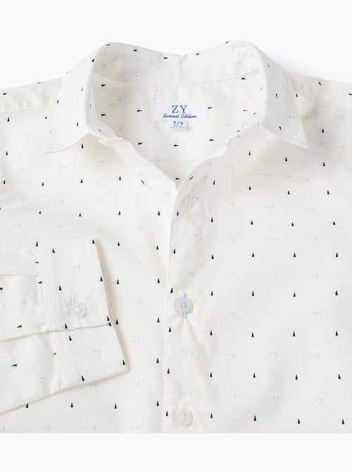 Camicia popeline a manica lunga con motivo - Kiabi