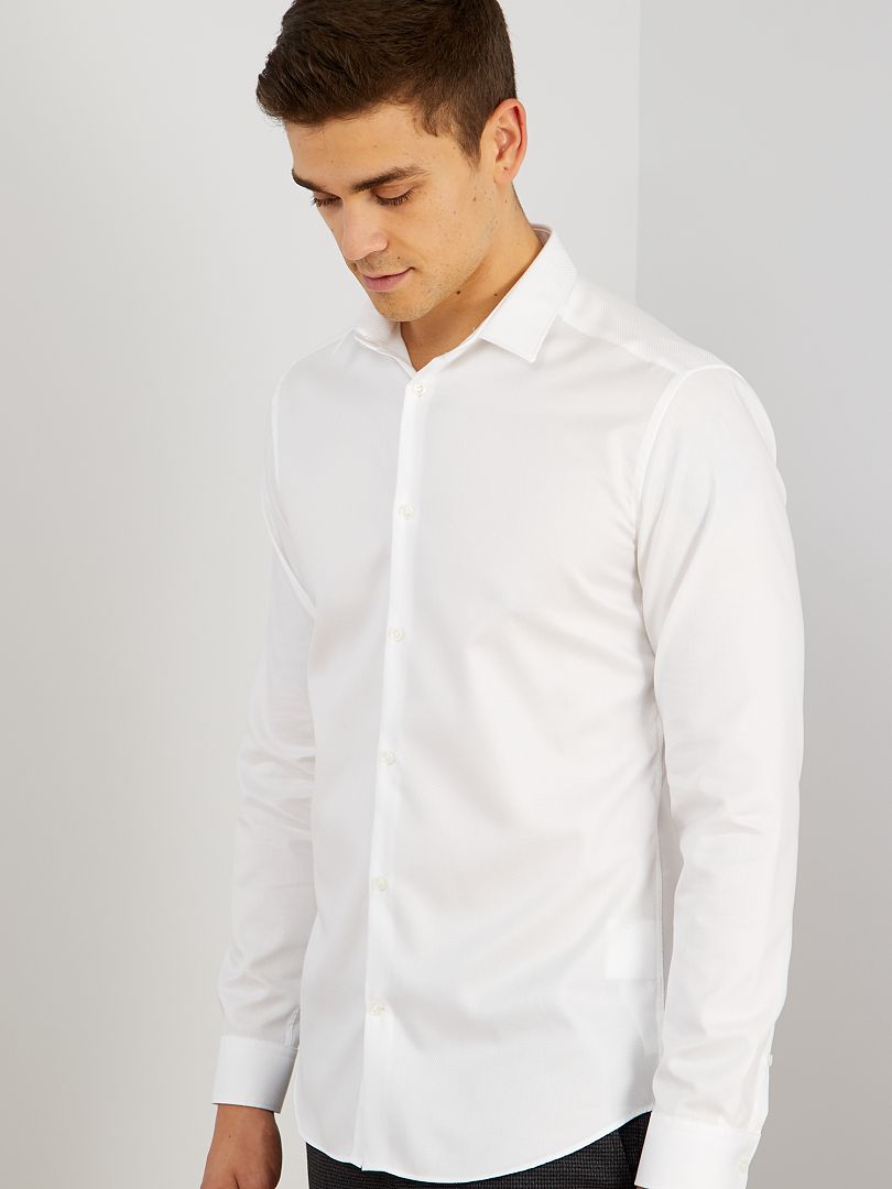 Camicia popeline a righe Bianco - Kiabi