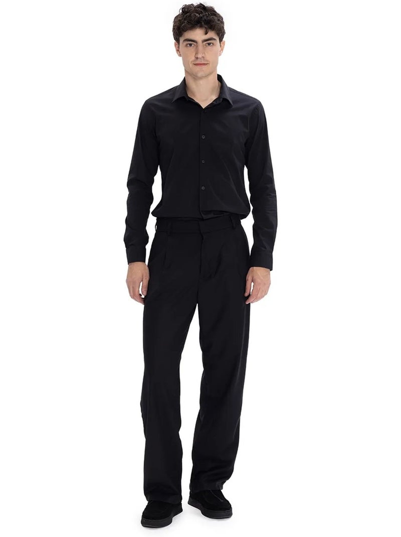 Camicia popeline slim fit con bottoni giesto Nero - Kiabi