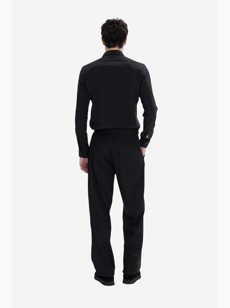 Camicia popeline slim fit con bottoni giesto Nero - Kiabi
