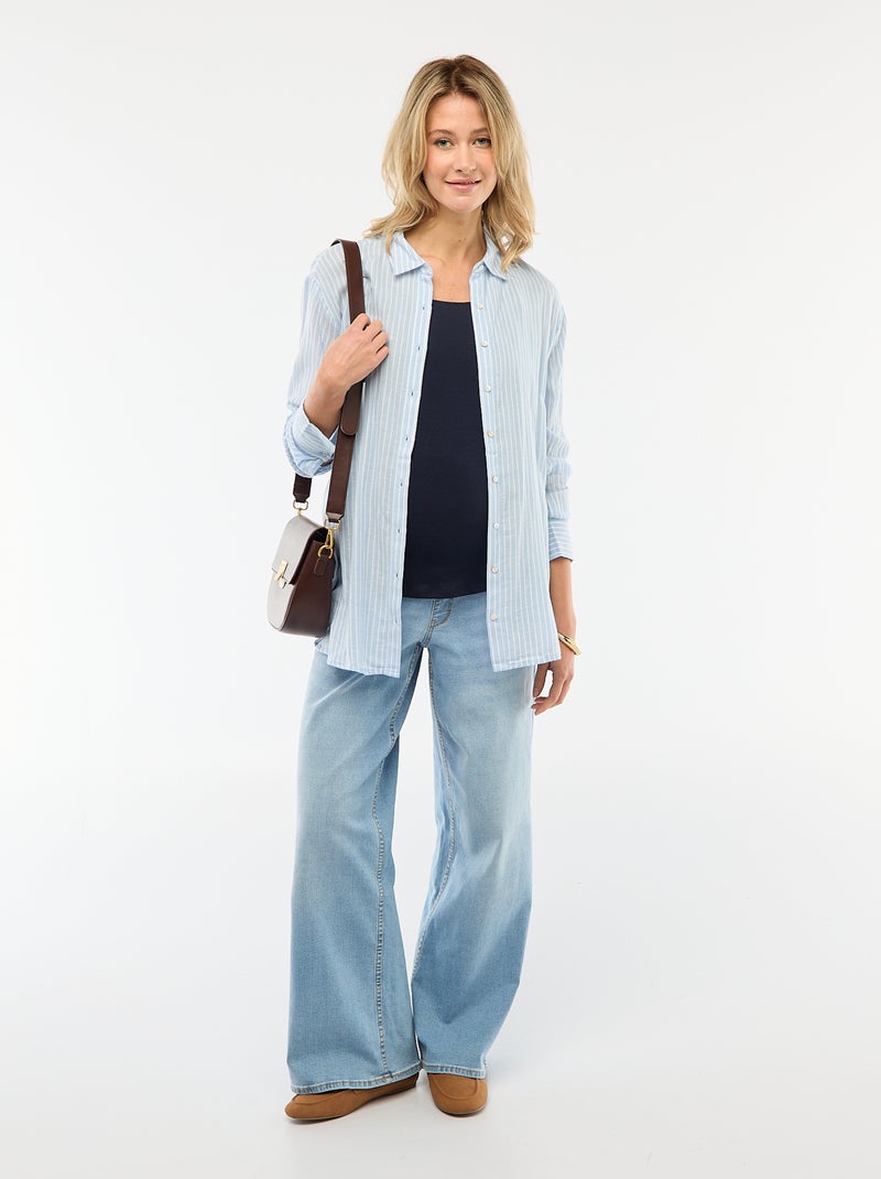 Camicia premaman a righe in cotone Blu - Kiabi