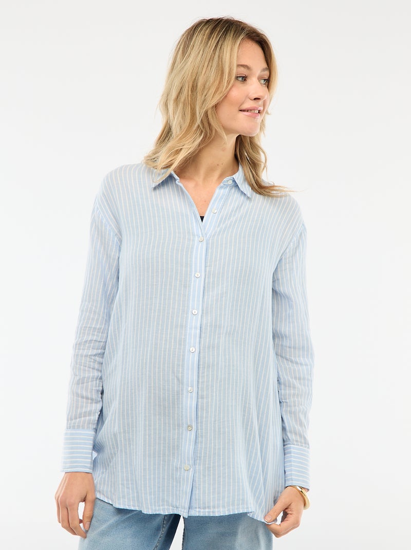 Camicia premaman a righe in cotone Blu - Kiabi
