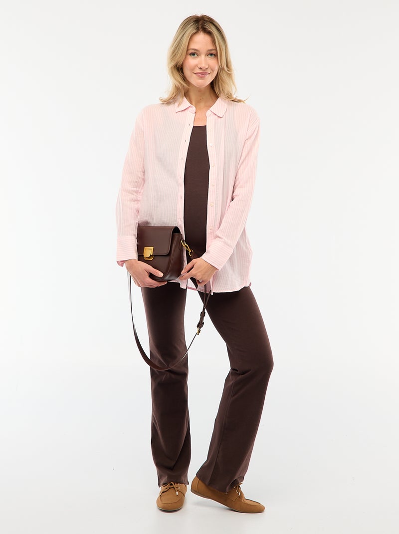 Camicia premaman a righe in cotone Rosa - Kiabi