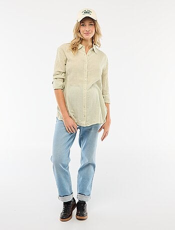 Camicia premaman a righe in cotone