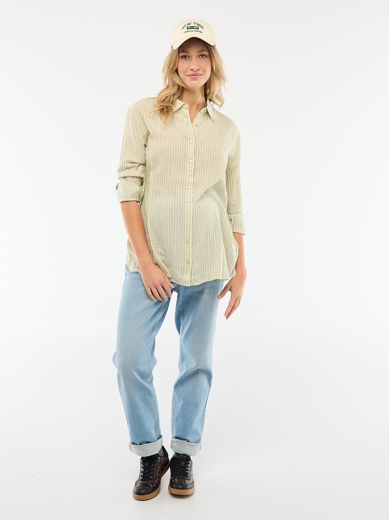 Camicia premaman a righe in cotone Verde - Kiabi