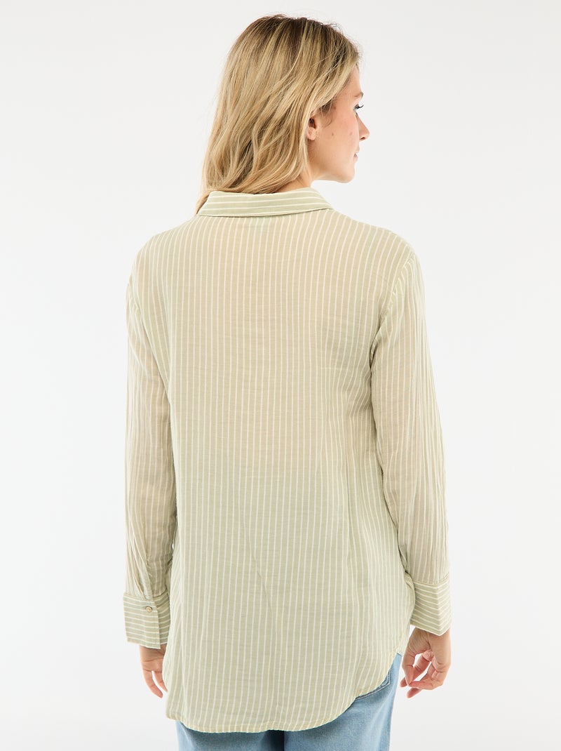 Camicia premaman a righe in cotone Verde - Kiabi