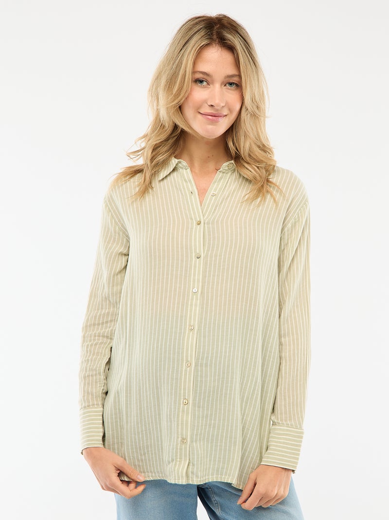 Camicia premaman a righe in cotone Verde - Kiabi