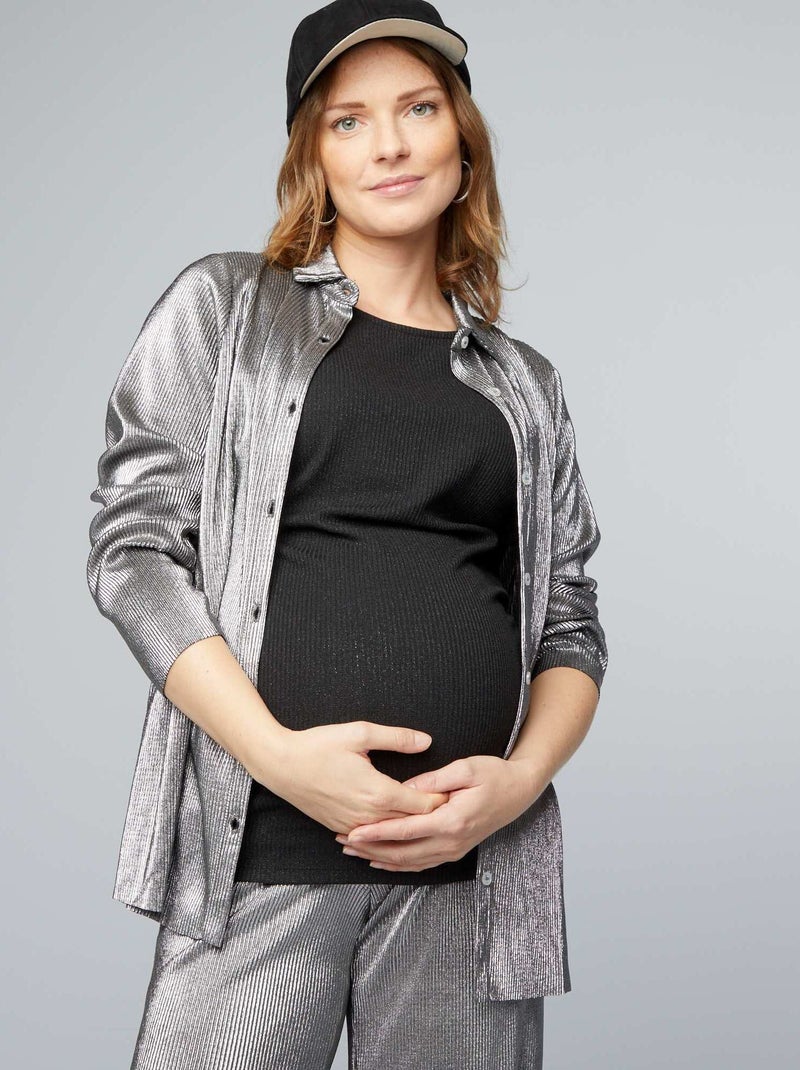 Camicia premaman in maglia plissettata GRIGIO - Kiabi
